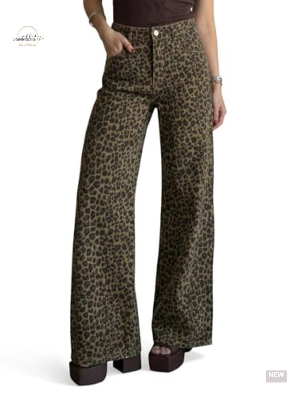 High Waisted Wide Leg Stretchy Jeans with Pockets Zipper Closure